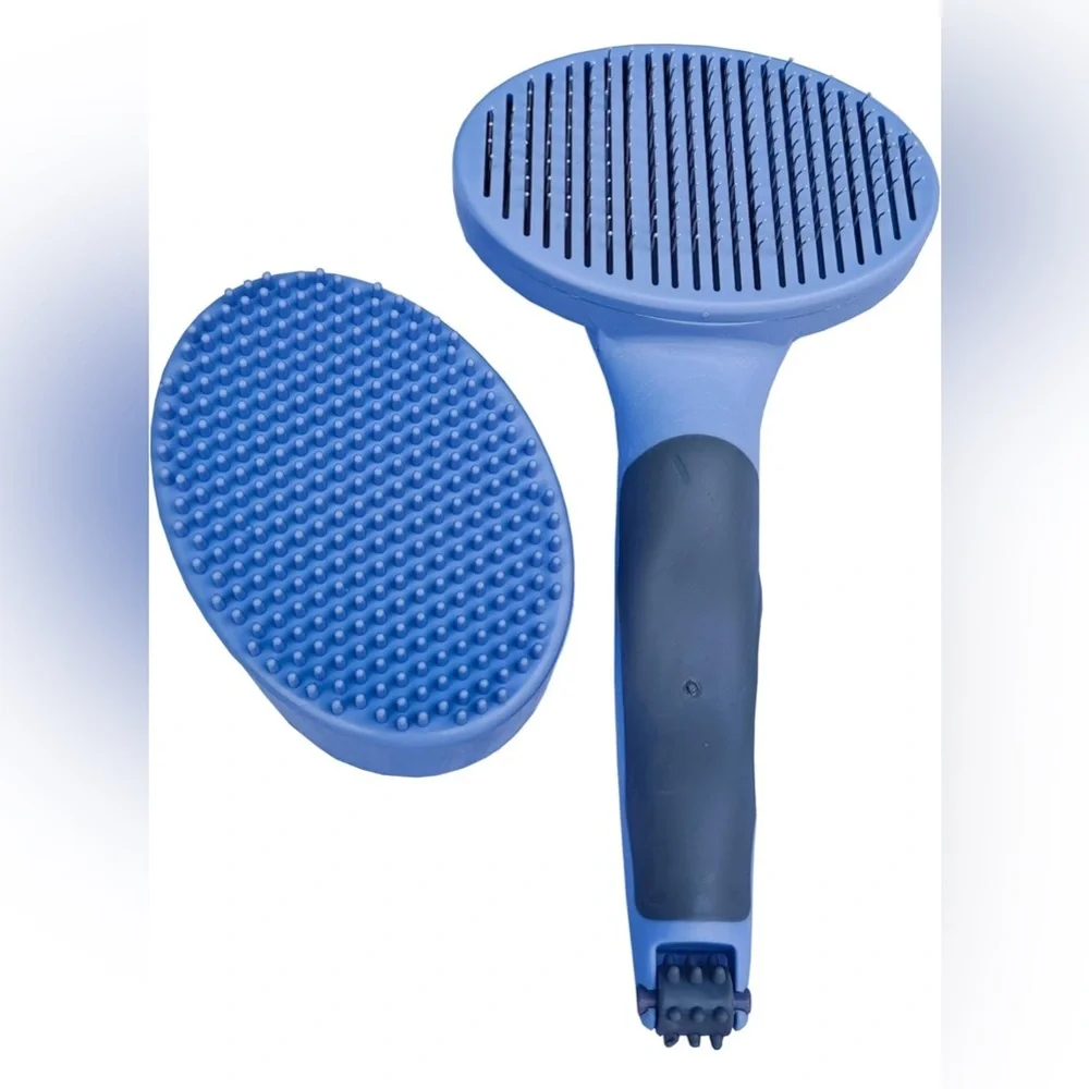 Furfox Cat/ Dog Blue Brush for Shedding, Grooming, Massage, Bathing, Brush NIP